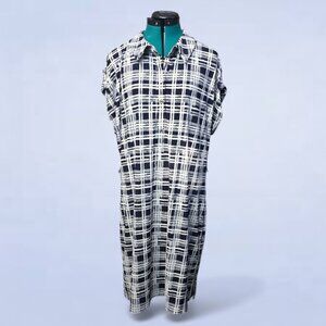 Tommy Hilfiger Blue White Plaid T-Shirt Dress Size 14 | Short Sleeve Collared